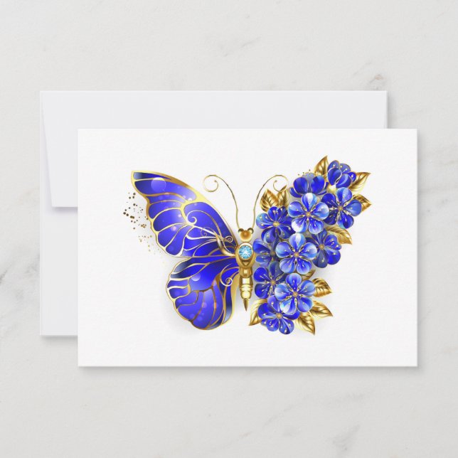 Tarjeta De Agradecimiento Flor Sapphire Mariposa (Anverso)