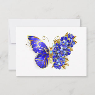 Tarjeta De Agradecimiento Flor Sapphire Mariposa
