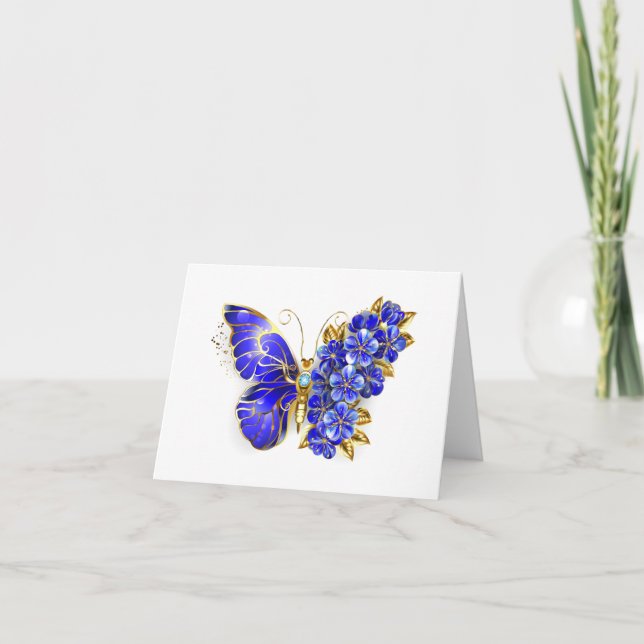 Tarjeta De Agradecimiento Flor Sapphire Mariposa (Anverso)