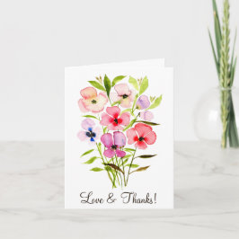 Tarjeta De Agradecimiento Flor silvestre acuarela con Boda fotográfico