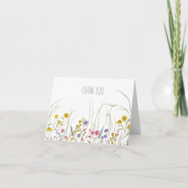 Tarjeta De Agradecimiento Flor silvestre acuarela Gracias tarjeta- interior 