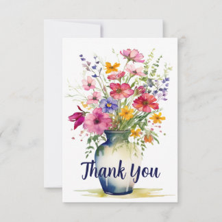 Tarjeta De Agradecimiento Flor silvestre acuarela personalizada