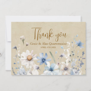 Tarjeta De Agradecimiento Flor Silvestre Azul Gracias