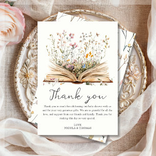 Tarjeta De Agradecimiento Flor silvestre   Baby Shower del tema del libro