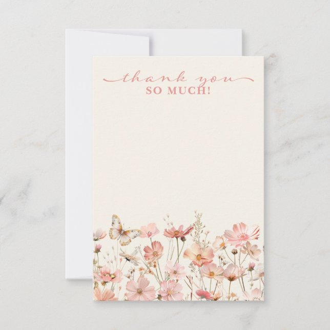 Tarjeta De Agradecimiento Flor silvestre bebé en Bloom Baby Shower Gracias (Anverso)