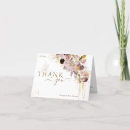Tarjeta De Agradecimiento Flor silvestre caída elegante bebé de oro ducha