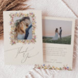 Tarjeta De Agradecimiento Flor silvestre colorida | Foto de Beige Meadow Fla<br><div class="desc">Esta flor silvestre colorida | pradera beige foto plana de agradecimiento es perfecta para tu simple y caprichosa boda de verano arcoiris boho. Los florales de color rosa, amarillo, naranja y dorado, brillantes y encantados, le dan a este producto el aspecto de un minimalista y elegante jardín de primavera hippie...</div>