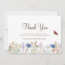 Tarjeta De Agradecimiento Flor silvestre de Bereavement funeral Gracias