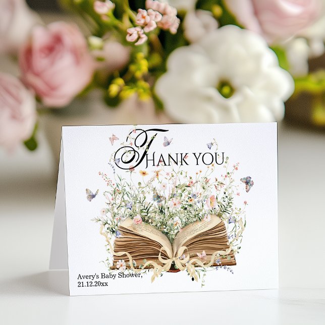 Tarjeta De Agradecimiento Flor silvestre de libro Un nuevo capítulo Iniciar  (Subido por el creador)
