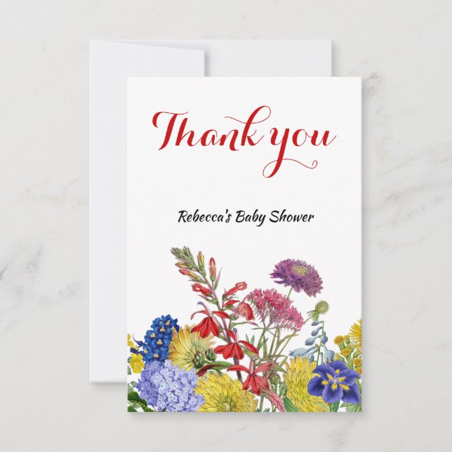 Tarjeta De Agradecimiento Flor silvestre en el Baby Shower floral de Bloom (Anverso)