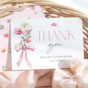 Tarjeta De Agradecimiento Flor silvestre floral lazo rosa graduación