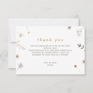 Tarjeta De Agradecimiento Flor silvestre Floral mínima