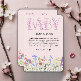Tarjeta De Agradecimiento Flor silvestre morado bebé floral monograma Baby S