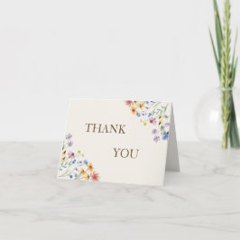 Tarjeta De Agradecimiento Flor Silvestre Pastel Beige