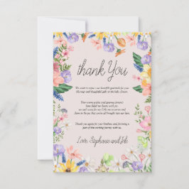 Tarjeta De Agradecimiento Flor silvestre Primavera acuarela Bebé ducha Graci