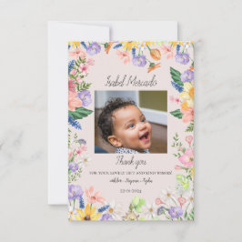 Tarjeta De Agradecimiento Flor silvestre Primavera Bebé ducha Foto Gracias