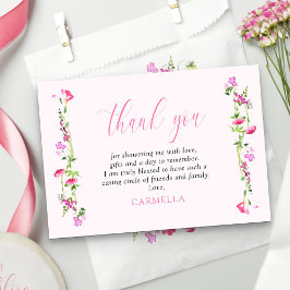 Tarjeta De Agradecimiento Flor Silvestre Rosa Hermosa Delicada Floral
