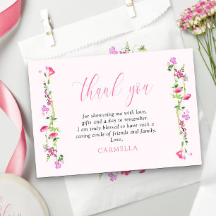 Tarjeta De Agradecimiento Flor Silvestre Rosa Hermosa Floral Delicada