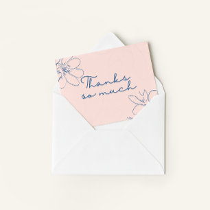 Tarjeta De Agradecimiento Flor silvestre rosa "Muchas gracias" dibujada a ma