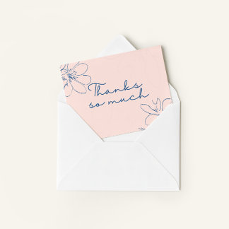 Tarjeta De Agradecimiento Flor silvestre rosa "Muchas gracias" dibujada a ma
