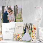 Tarjeta De Agradecimiento Flor silvestre rusa 2 Foto Vibrante Boda floral<br><div class="desc">Rústico boda de flores silvestres gracias tarjetas con dos fotos personalizados, redacción personalizada de agradecimiento y elegante diseño floral. La tarjeta tiene un borde exuberante de vibrantes flores botánicas silvestres y flores detalladas en ricos y cálidos tonos tierra neutros. Un magnífico diseño con colores de verano y otoño de color...</div>