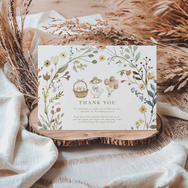 Tarjeta De Agradecimiento Flor silvestre Silly Goose primer cumpleaños (Subido por el creador)