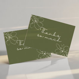 Tarjeta De Agradecimiento Flor silvestre verde "Muchas gracias" dibujada a m