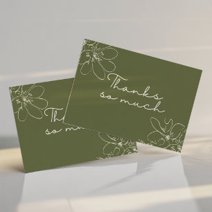Tarjeta De Agradecimiento Flor silvestre verde "Muchas gracias" dibujada a m