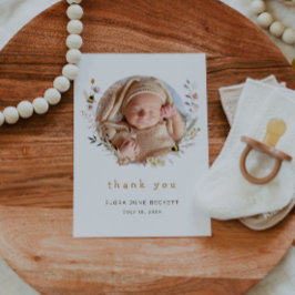 Tarjeta De Agradecimiento Flor silvestre y abejas cute Foto Baby Shower