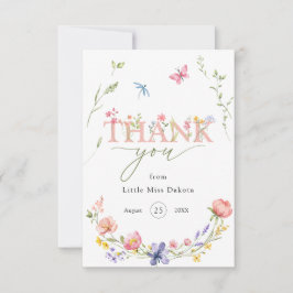 Tarjeta De Agradecimiento Flor silvestre y maravilloso primer cumpleaños gra