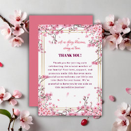 Tarjeta De Agradecimiento Flor suave de cerezo Sakura Baby Shower