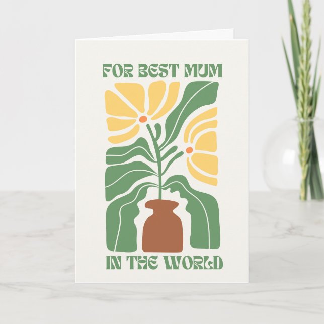 Tarjeta De Agradecimiento flor verde amarillo simple para mamá florida (Anverso)
