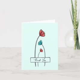 Tarjeta De Agradecimiento Flor Verde azulada roja