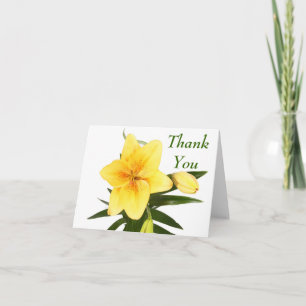 Tarjeta De Agradecimiento Flor verde Gracias Lirio de día amarillo Flor