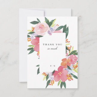Tarjeta De Agradecimiento Flora acuarela rosa