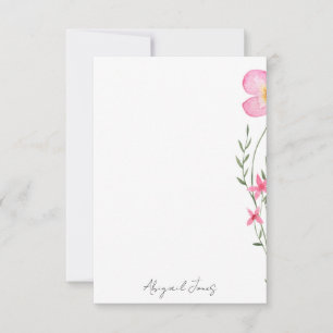 Tarjeta De Agradecimiento Flora acuarela rosa personalizada