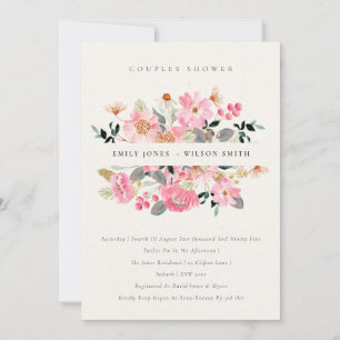 Tarjeta De Agradecimiento Flora acuática rosa animada Parejas Ducha Invitaci