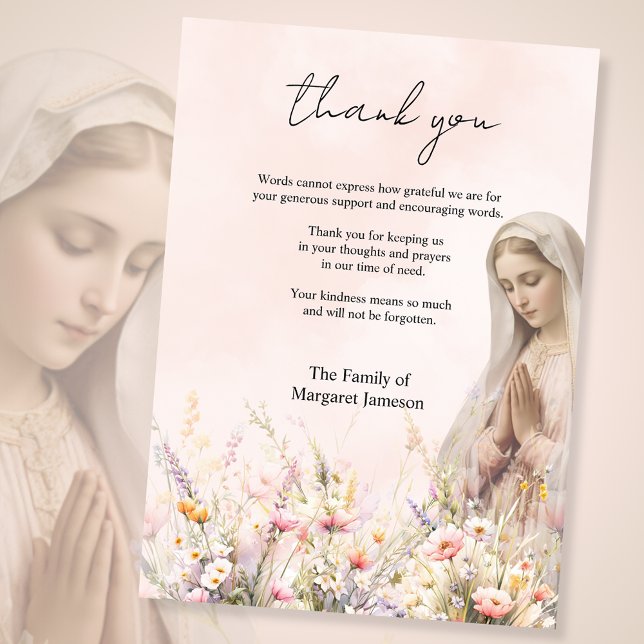 Tarjeta De Agradecimiento Flora católica María Condolencia Funeral Simpatía (Subido por el creador)