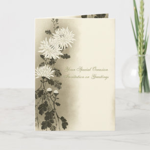 Tarjeta De Agradecimiento Flora Cremosa Sepia Vintage Asiática para Todas la