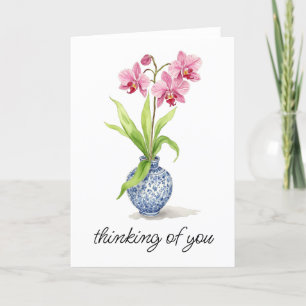 Tarjeta De Agradecimiento Flora de acuarela de orquídea rosa