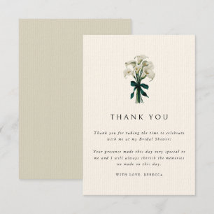 Tarjeta De Agradecimiento Flora de novia elegante de la boda de Calla blanca