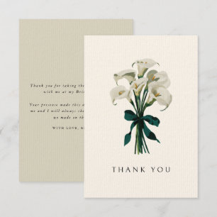 Tarjeta De Agradecimiento Flora de novia elegante de la boda de Calla blanca