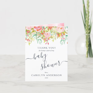 Tarjeta De Agradecimiento Flora de verano de primavera   Baby Shower Gracias