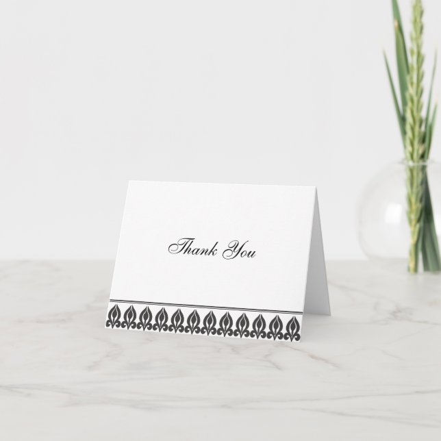 Tarjeta De Agradecimiento Flora Notecard-Negro/Blanco (Anverso)
