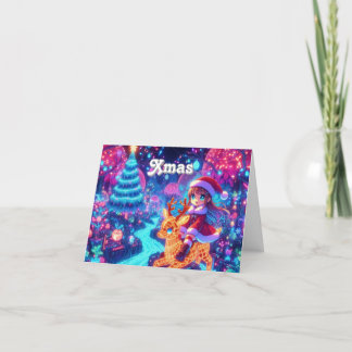 Tarjeta De Agradecimiento Flora personalizada Árbol de Navidad Chica Santa