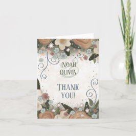 Tarjeta De Agradecimiento Flora romántica floral elegante Bonito Boda