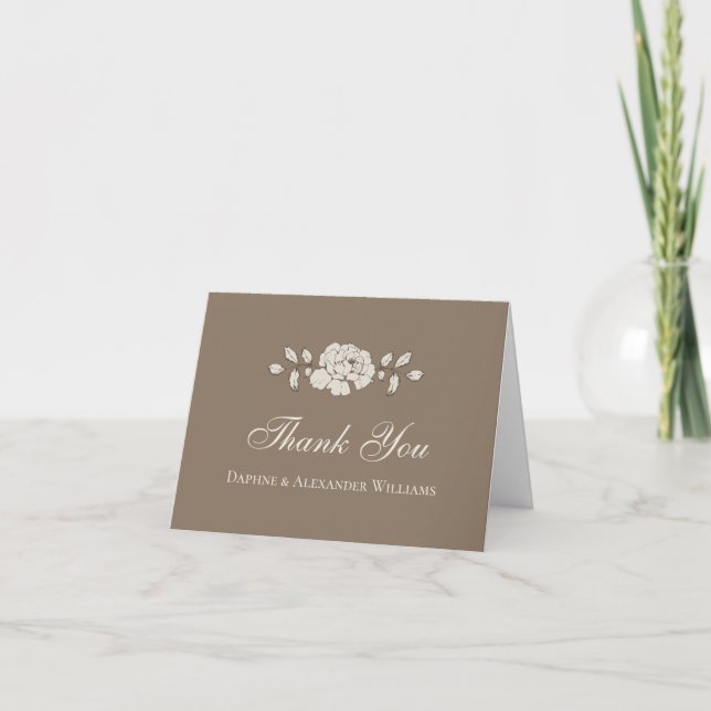 Tarjeta De Agradecimiento Flora Vintage Marrón (Anverso)