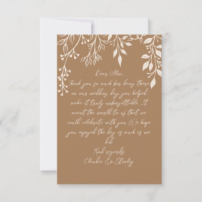 Tarjeta De Agradecimiento Floración colgante Foliage cálido Romántico Boho E (Anverso)