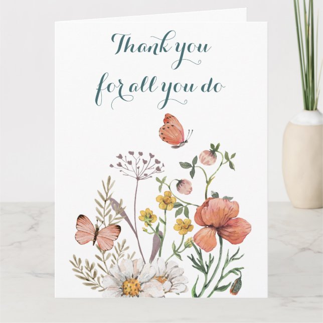 Tarjeta de agradecimiento floral (Anverso)