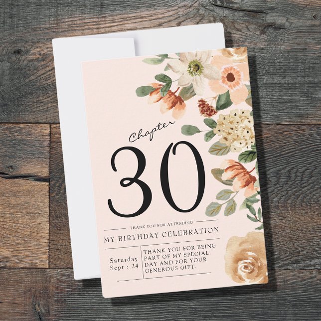 Tarjeta De Agradecimiento Floral 30 cumpleaños (Floral 30th Birthday Thank You Card.
Say thank you to those who celebrated your birthday with you.)